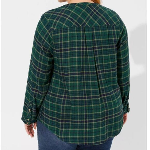Torrid NWT Harper Brushed Green Plaid Softest Flannel Tunic Pullover Top Size 00 - Picture 6 of 10
